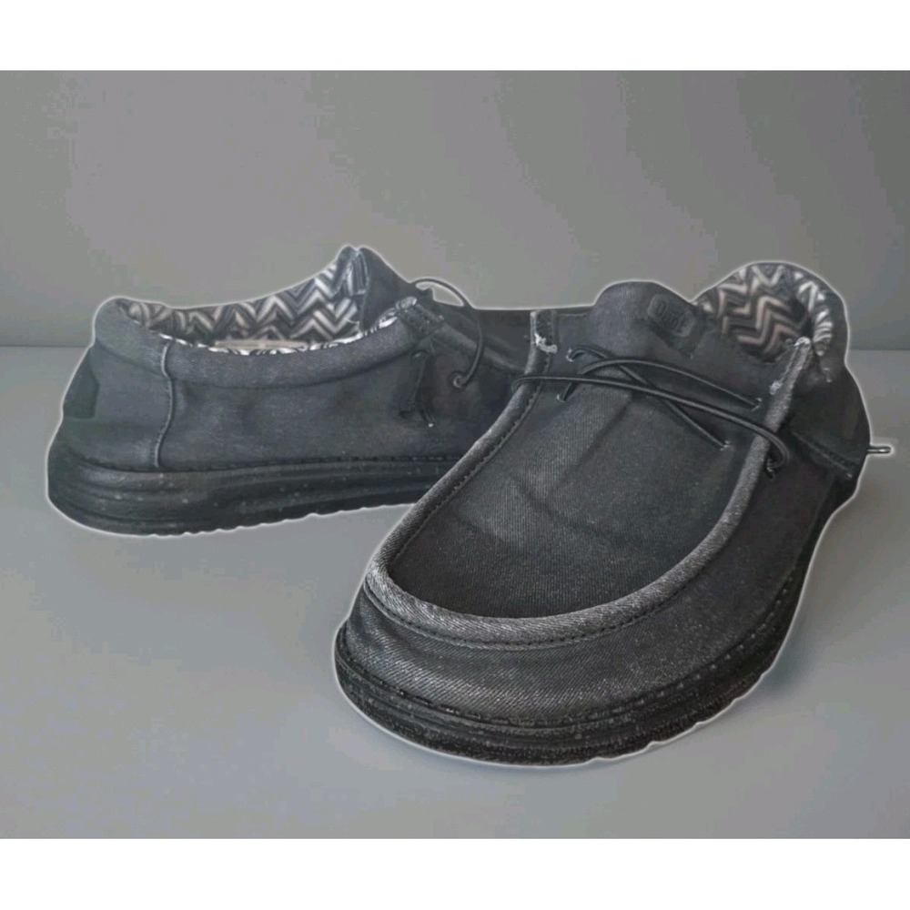 Hey Dude Wally Stretch Mens 9 Black Slip On Loafers Comfort Casual Lightweight